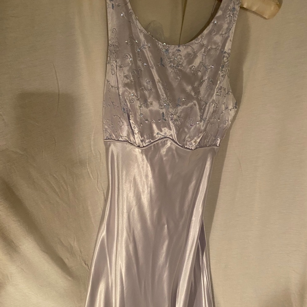 Betsy & Adam Sliver Sequin Front & Straps Gown 7/8 - image 1